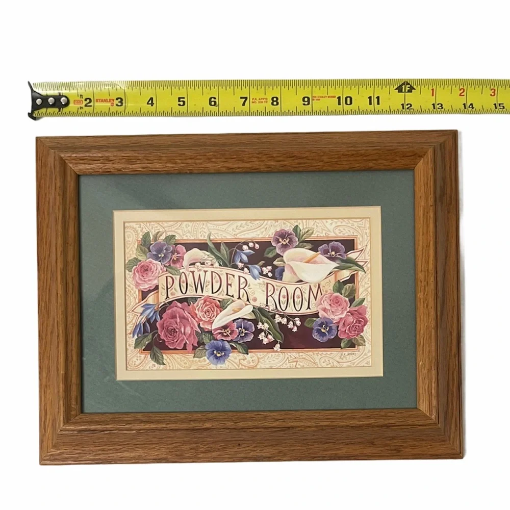 Vintage Picture Powder Room Hand Crafted Floral Cottage Core Shabby Chic Flowers